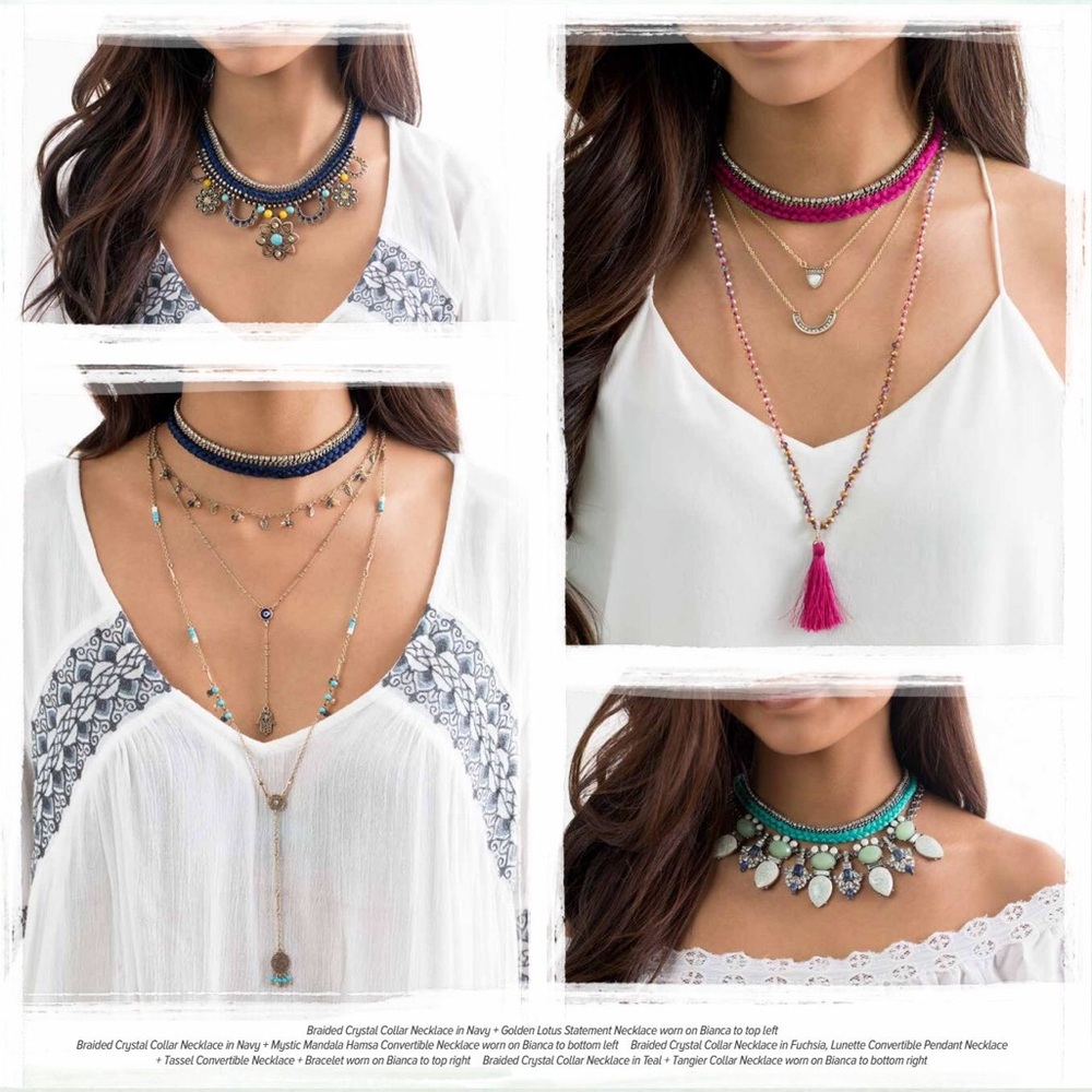 🆕 Braided Crystal Collar Neck PINK c+i N535PIAG - Picture 5 of 7